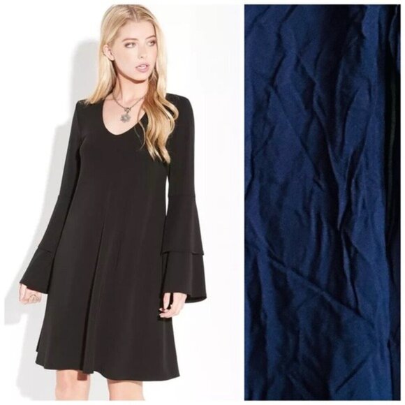 Loveriche Navy Bell Sleeve Criss-Cross Cutout Back Fairytale Dress Sz Small - Picture 12 of 12